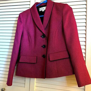 Le Suit Petite 4P Magenta/Burgundy Blazer EUC Vintage Jacket